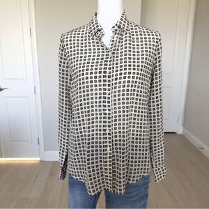 Joe Fresh Monochrome Geometric Shirt 100% Silk